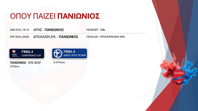 Όπου παίζει Πανιώνιος